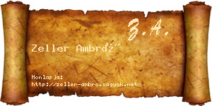 Zeller Ambró névjegykártya